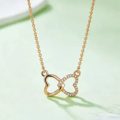 Moissanite 925 Sterling Silver Heart Bow Necklace Rose Gold One Size Moissanite - Tophatter Daily Deals